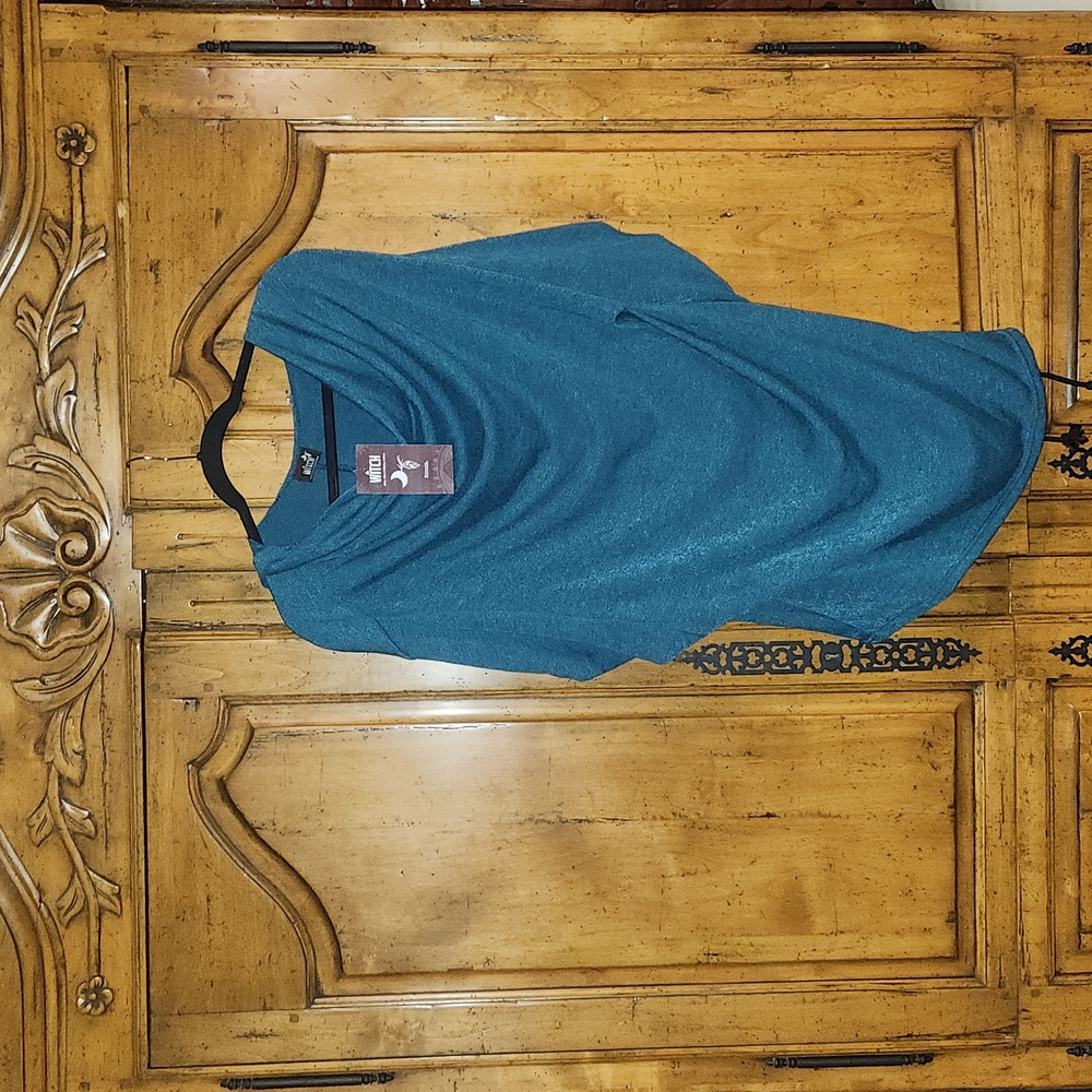Toonzshop dark teal tunic drape neck side split one side nwt 2xl (runs small)